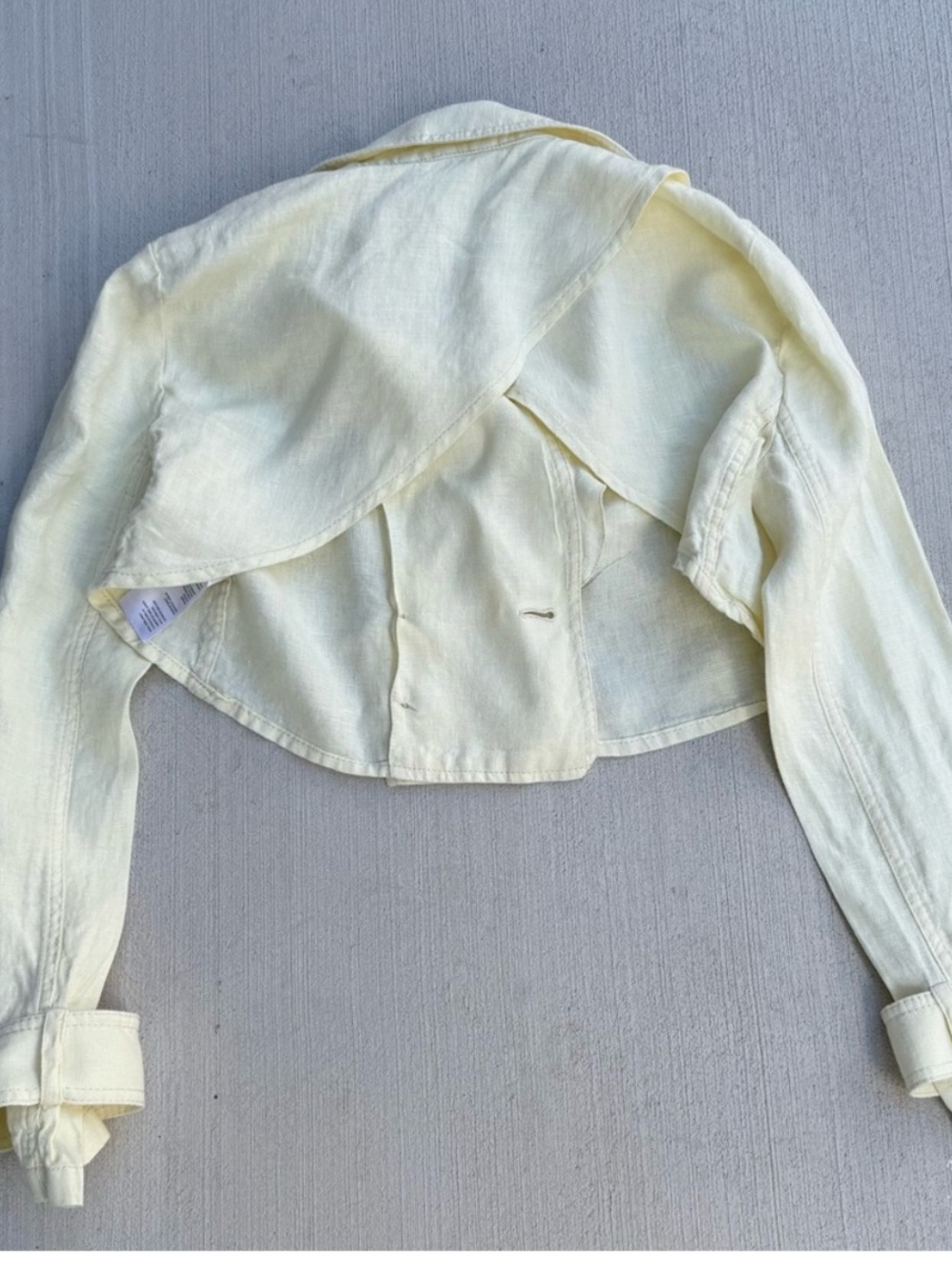Free People Light Yellow Ruffle Linen Cropped Jacket - Picture 3 of 3